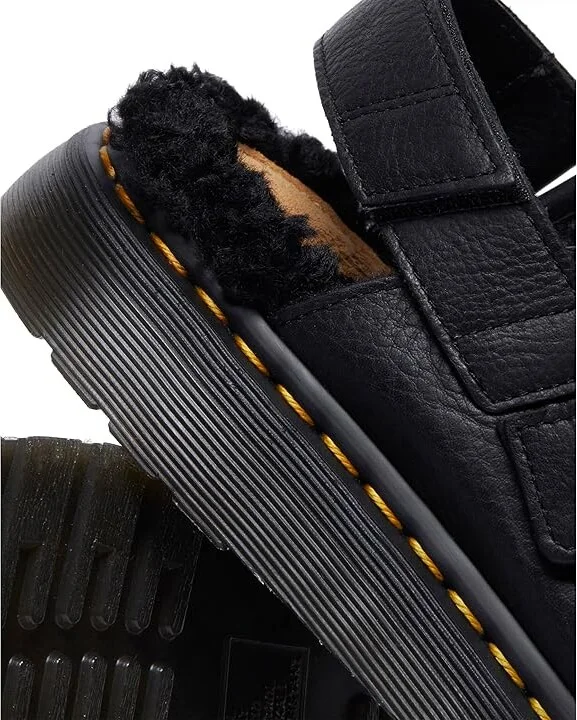 Dr. Martens Jorge II Faux Fur Lined Leather Slingback Mules Lace-up Boots Black : UK 12 (US Men's 13) Medium - Image 4