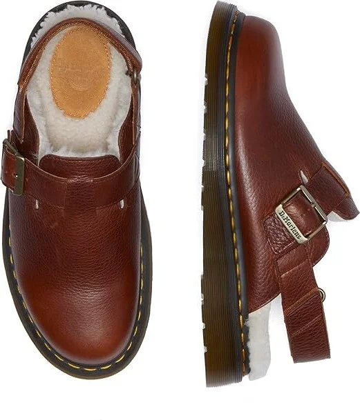 Dr. Martens Jorge II Faux Fur Lined Leather Slingback Mules Lace-up Boots Cashew : UK 11 (US Men's 12) Medium - Image 2