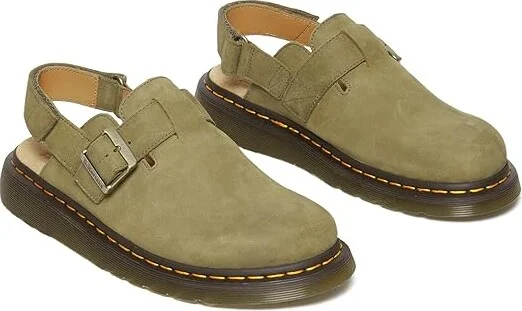 Dr. Martens Jorge II Leather Slingback Mules Shoes Muted Olive : UK 3 (US Men's 4 - Women's 5) Medium