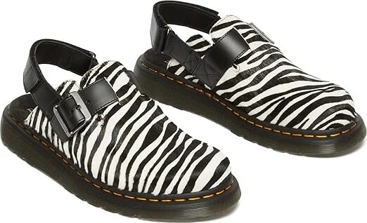 Dr. Martens Jorge II Leather Slingback Mules Shoes Zebra : UK 12 (US Men's 13) Medium