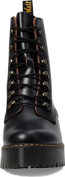 Dr. Martens Leona 7 Hook Boot Women's Shoes Black Vintage Smooth : UK 3 (US Women's 5) M, Leather - Image 3