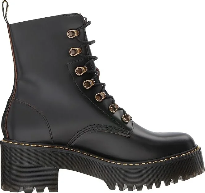 Dr. Martens Leona 7 Hook Boot Women's Shoes Black Vintage Smooth : UK 3 (US Women's 5) M, Leather - Image 8