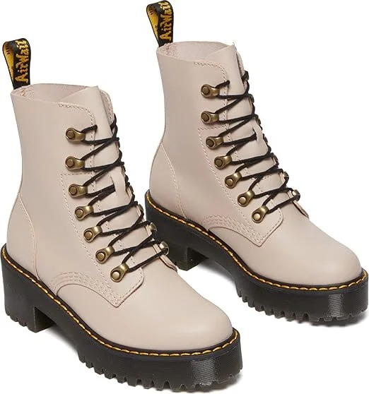 Dr. Martens Leona Women's Boots Vintage Taupe Smooth : UK 4 (US Women's 6) M, Leather