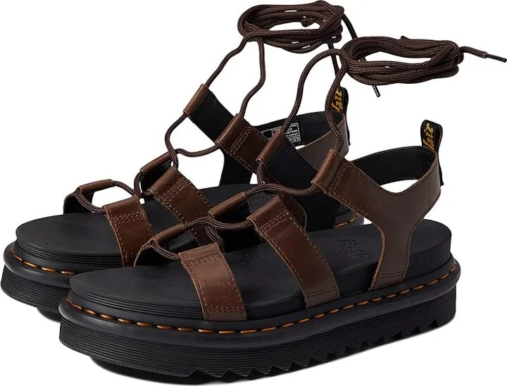 Dr. Martens Nartilla Women's Sandals Dark Brown New Oily Illusion : UK 4 (US Women's 6) M, Leather