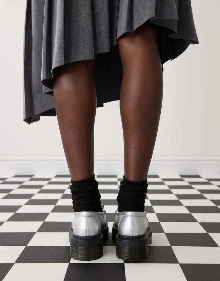 Dr Martens Penton II quad loafers in silver - Image 3