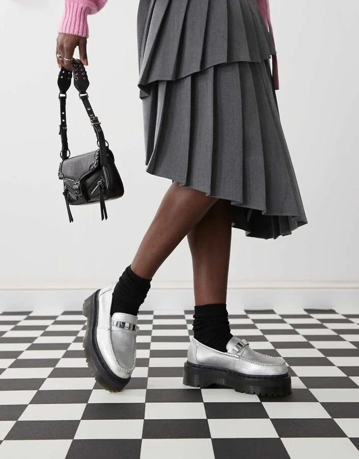 Dr Martens Penton II quad loafers in silver