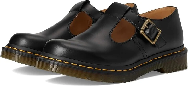 Dr. Martens Polley T-Bar Mary Jane Women's Maryjane Shoes Black Smooth : UK 3 (US Women's 5) M, Leather