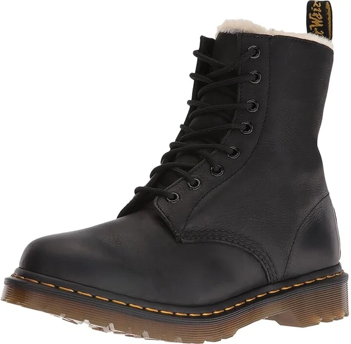 Dr. Martens Serena 8-Eye Boot Women's Lace-up Boots Black Burnished Wyoming : UK 3 (US Women's 5) M, Leather - Image 2