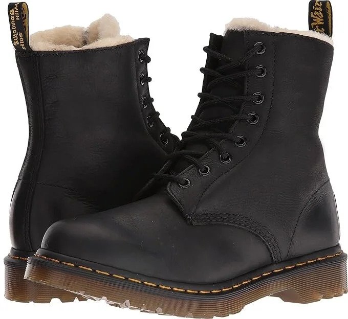 Dr. Martens Serena 8-Eye Boot Women's Lace-up Boots Black Burnished Wyoming : UK 3 (US Women's 5) M, Leather