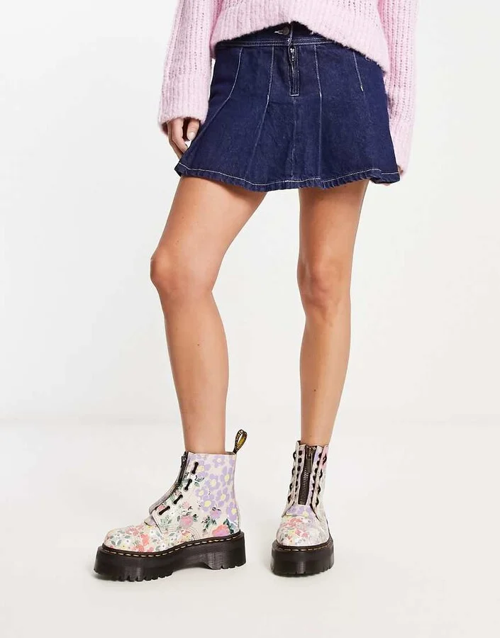 Dr Martens Sinclair flatform boots in floral mash up - Image 3