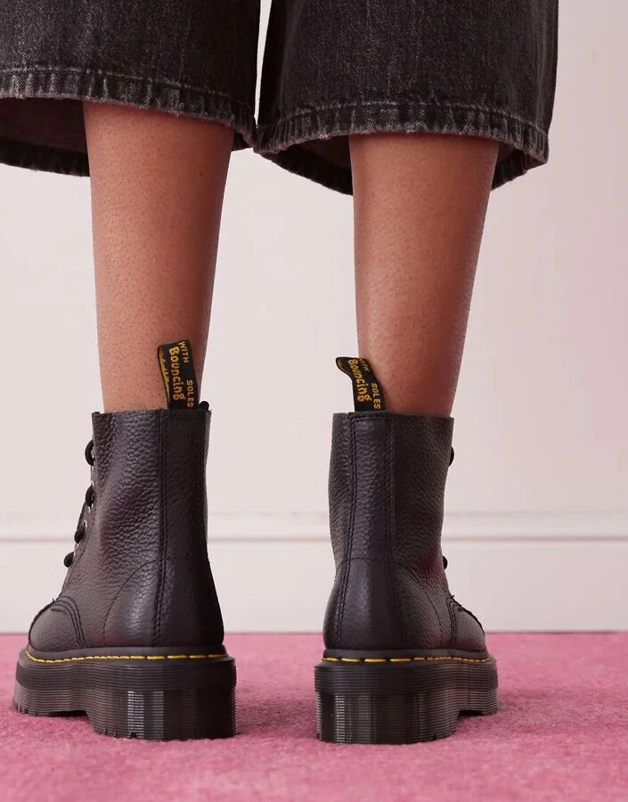 Dr Martens Sinclair flatform zip tumbled leather boots in black - Image 3