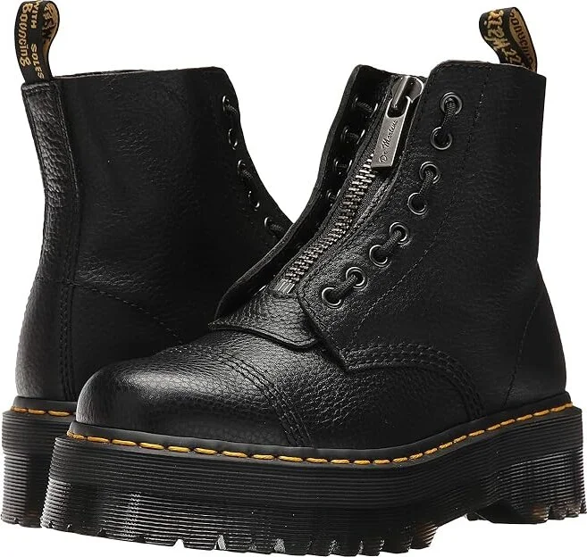 Dr. Martens Sinclair Milled Nappa Leather Platform Boots Women's Shoes Black Milled Nappa : UK 3 (US Women's 5) M