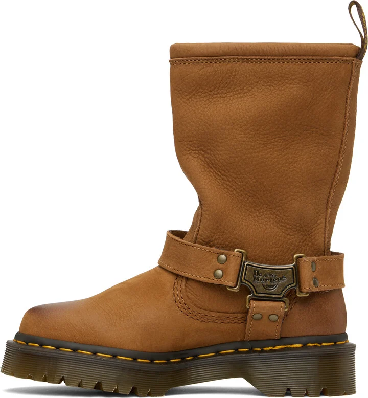 Dr. Martens Tan Anistone Hi Leather Biker Boots - Image 3