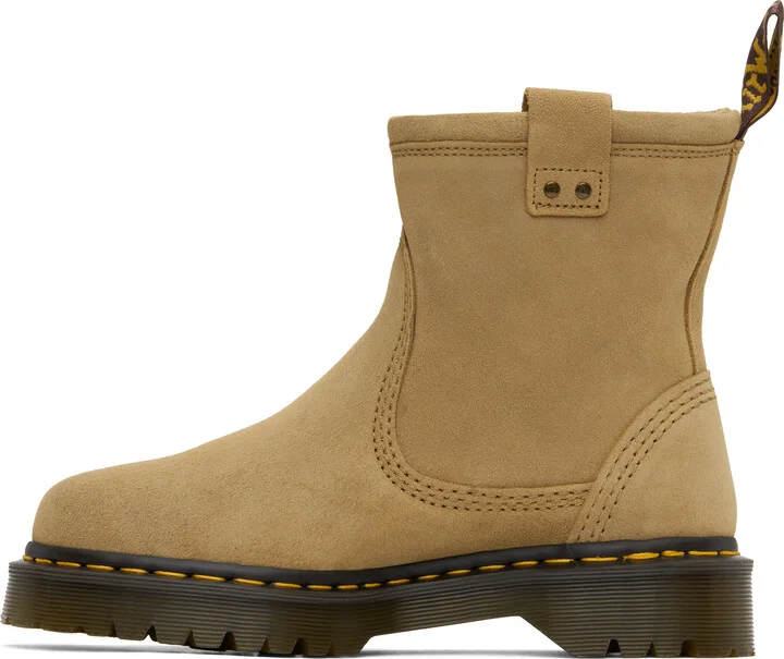Dr. Martens Tan Anistone Lo Suede Biker Boots - Image 3