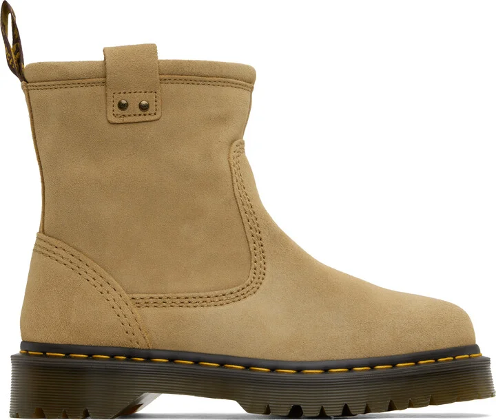 Dr. Martens Tan Anistone Lo Suede Biker Boots