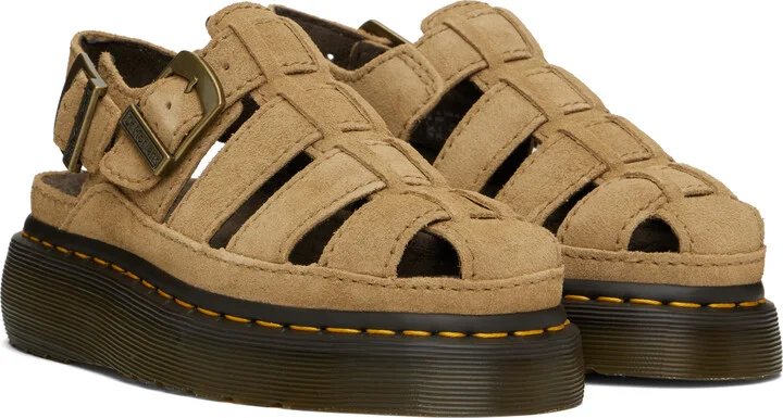 Dr. Martens Tan Wrenlie Bronx Suede Fisherman Sandals - Image 4