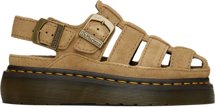 Dr. Martens Tan Wrenlie Bronx Suede Fisherman Sandals