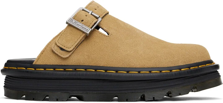 Dr. Martens Tan Zebzag Suede Platform Slip-on Loafers