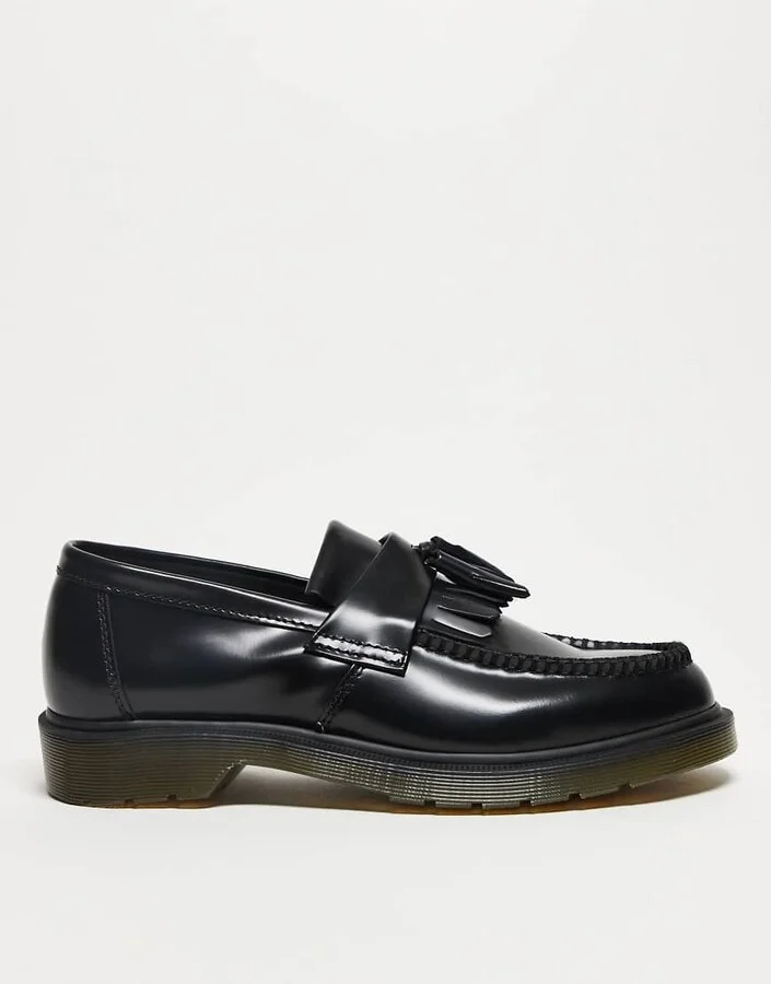 Dr Martens unisex Adrian tassel loafers in black polished smooth leather - Image 2