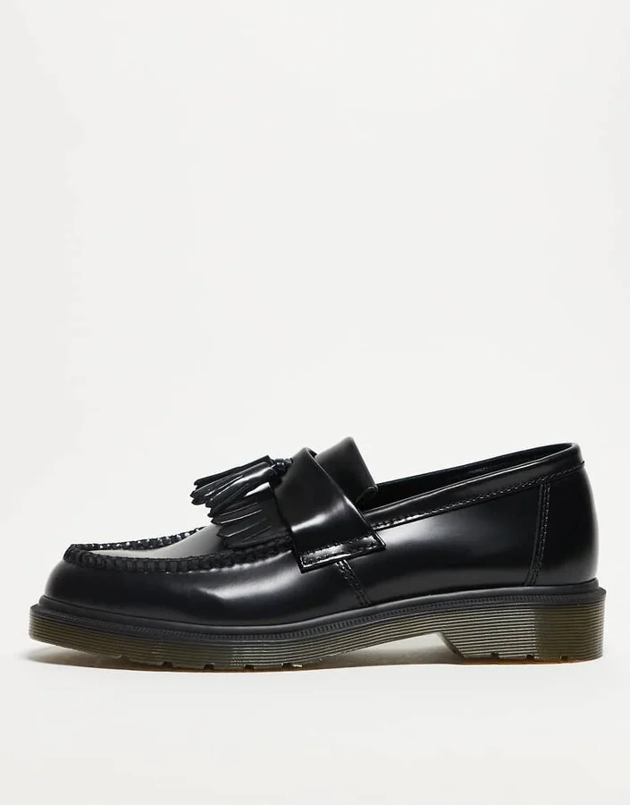 Dr Martens unisex Adrian tassel loafers in black polished smooth leather