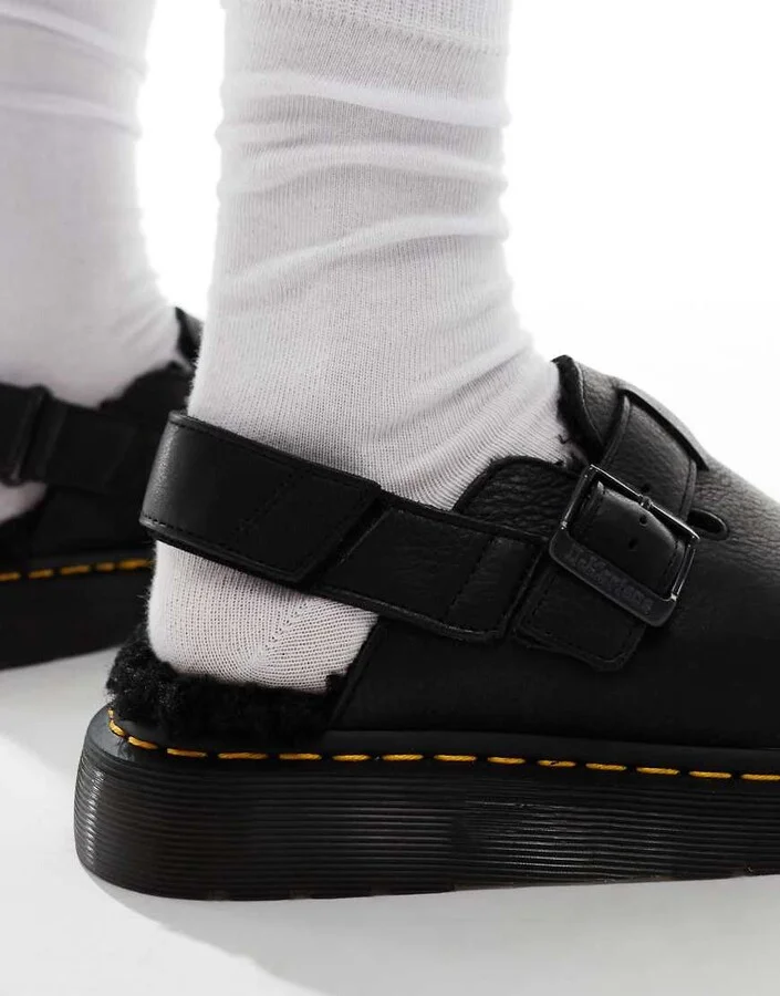 Dr Martens unisex Jorge II mules with teddy lining in black - Image 3