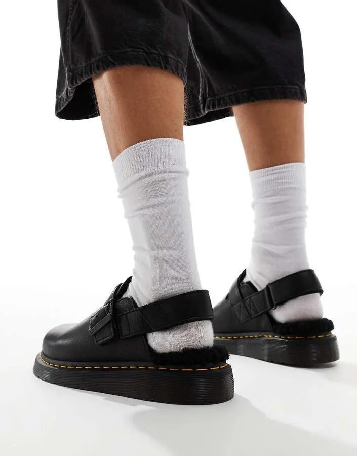 Dr Martens unisex Jorge II mules with teddy lining in black - Image 4