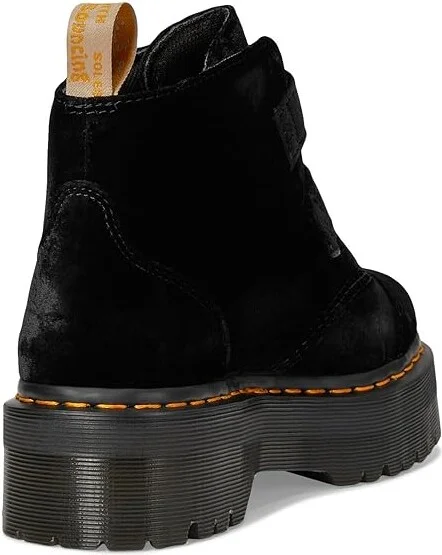 Dr. Martens Vegan Devon Velvet Platform Boots Women's Boots Black : UK 7 (US Women's 9) M - Image 4
