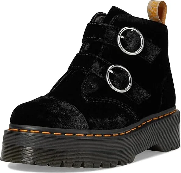 Dr. Martens Vegan Devon Velvet Platform Boots Women's Boots Black : UK 7 (US Women's 9) M - Image 5