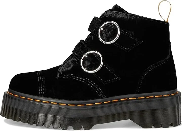Dr. Martens Vegan Devon Velvet Platform Boots Women's Boots Black : UK 7 (US Women's 9) M - Image 6