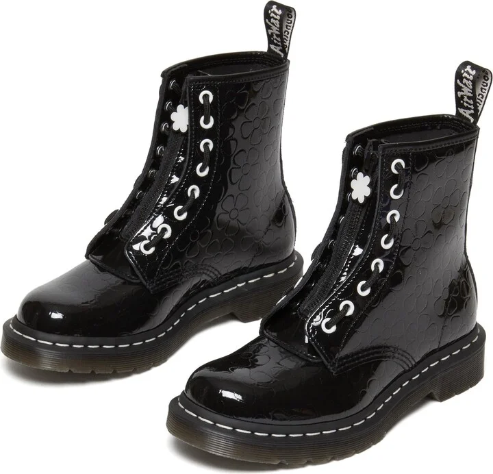 Dr. Martens Women's 1460 Jungle Patent Lamper Flower Emboss 8 Eye Boot