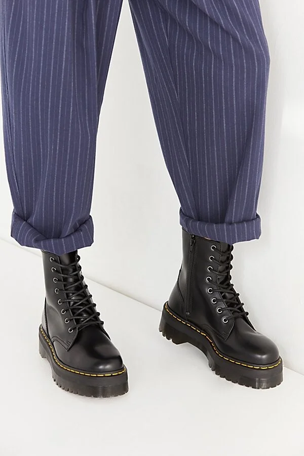 Dr. Martens Women's Jadon Platform 8-Eye Boot in Black - Polished Smooth - Image 4