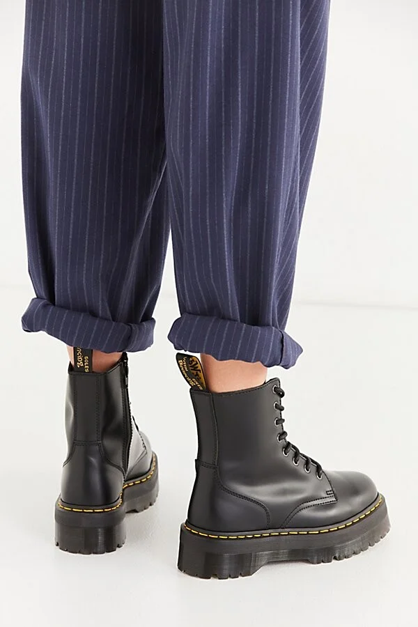 Dr. Martens Women's Jadon Platform 8-Eye Boot in Black - Polished Smooth - Image 6