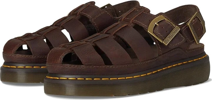 Dr. Martens Wrenlie Wedge Shoes Dark Brown : UK 3 (US Men's 4 - Women's 5) Medium, Leather/Suede