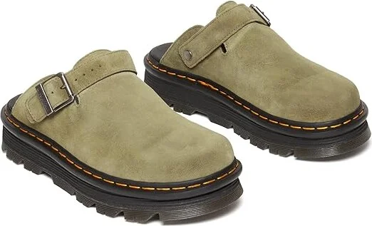Dr. Martens Zeb Zag Mule Shoes Muted Olive E.H Suede : UK 3 (US Men's 4 - Women's 5) Medium