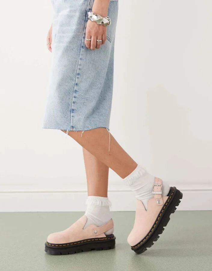 Dr Martens ZebZag mules in powder pink - Image 4