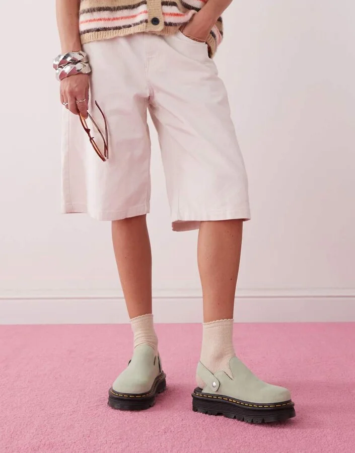 Dr Martens ZebZag mules in sage green - Image 2