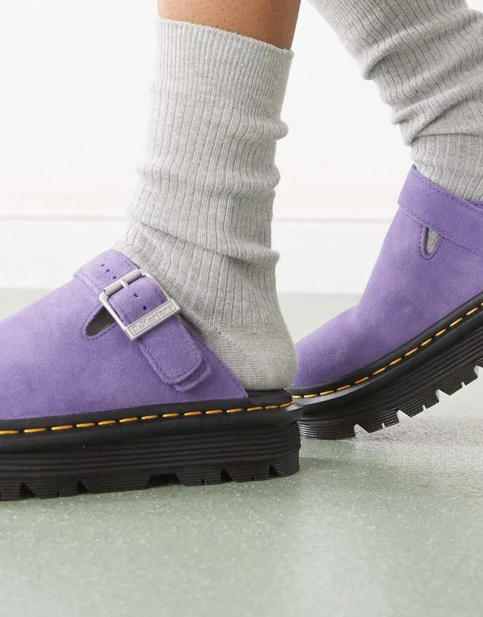 Dr Martens Zebzag mules in twilight purple - Image 2