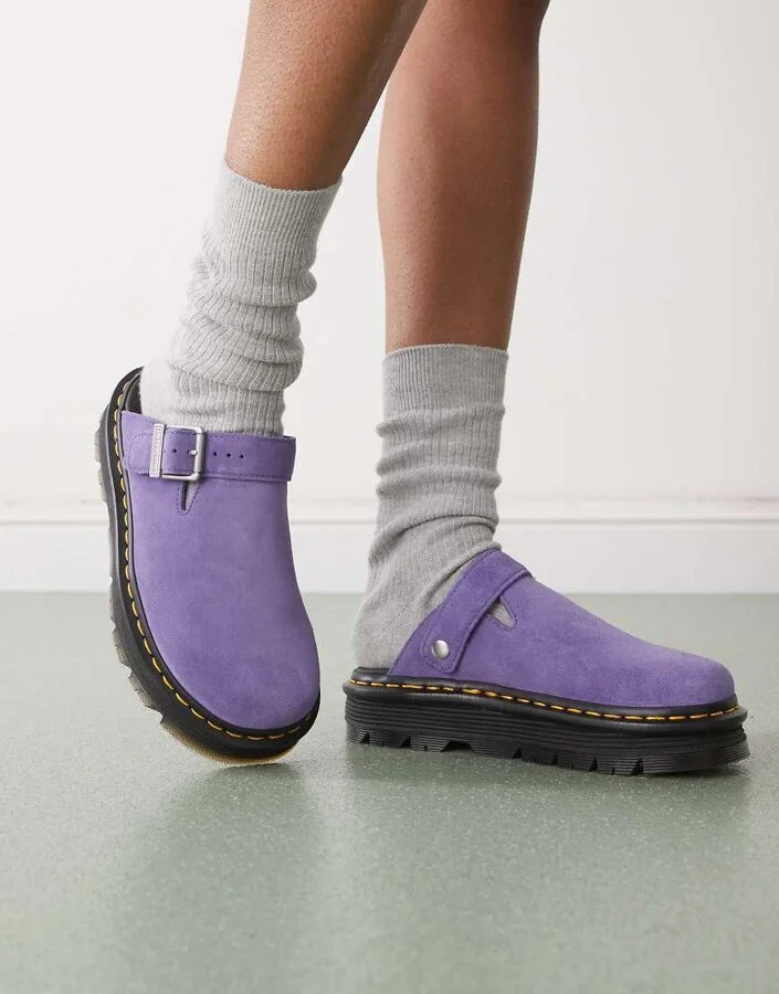 Dr Martens Zebzag mules in twilight purple