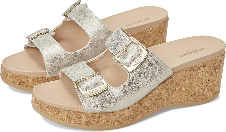 Dr. Scholl's Cali Breeze Women's Wedge Shoes Light Metalic : 9 M