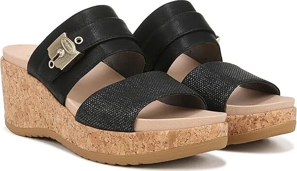 Dr. Scholl's Cali Vibe Wedge Sandal Women's Sandals Black : 7.5 M, Synthetic