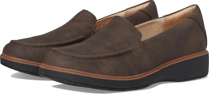 Dr. Scholl's Calm Down Loafer/Moc Shoes Women's Flat Shoes Dark Brown : 6.5 M, Microfiber