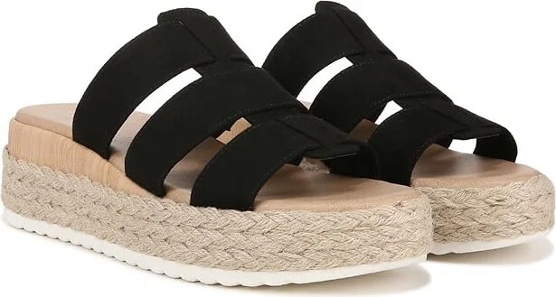 Dr. Scholl's Electric Espadrille Sandal Women's Sandals Black Microfiber : 8 M, Leather