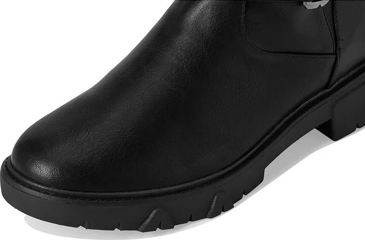 Dr. Scholl's Headstart Moto Women's Slide Shoes Black Smooth : 8.5 M, Leather - Image 2