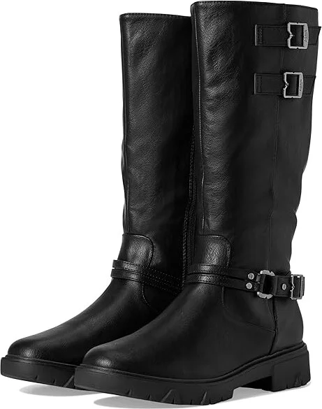 Dr. Scholl's Headstart Moto Women's Slide Shoes Black Smooth : 8.5 M, Leather