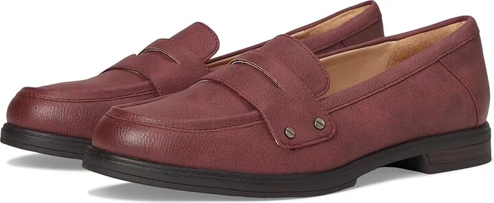 Dr. Scholl's Hello Loafer Loafer/Moc Shoes Women's Flat Shoes Burgundy Dark Red : 7 M, Faux Leather