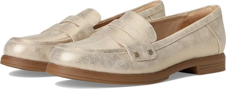 Dr. Scholl's Hello Loafer Women's Flat Shoes Light Gold Smooth : 9 M, Faux Leather