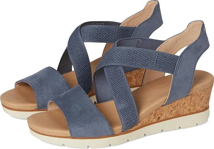 Dr. Scholl's Just Cute Women's Wedge Shoes Oxide Blue Smooth : 7 M, Canvas