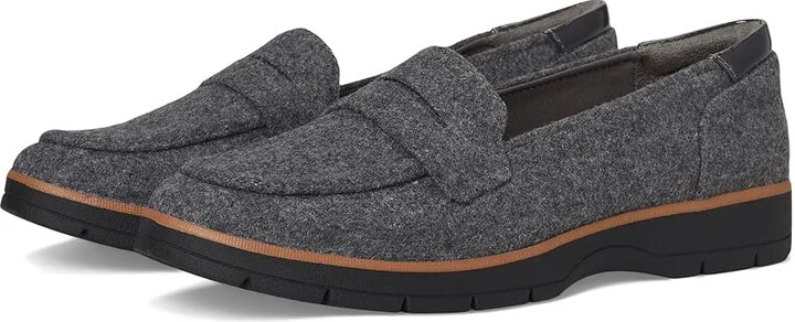 Dr. Scholl's Nice Day Loafer/Moc Shoes Women's Shoes Charcoal Grey Wool : 10 M, Synthetic