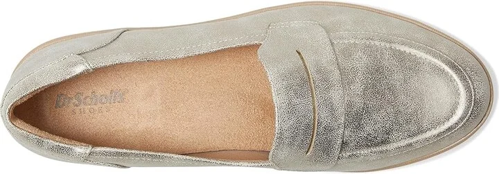 Dr. Scholl's Nice Day Loafer/Moc Women's Flat Shoes Light Gold Faux Leather : 9 W, Synthetic - Image 2