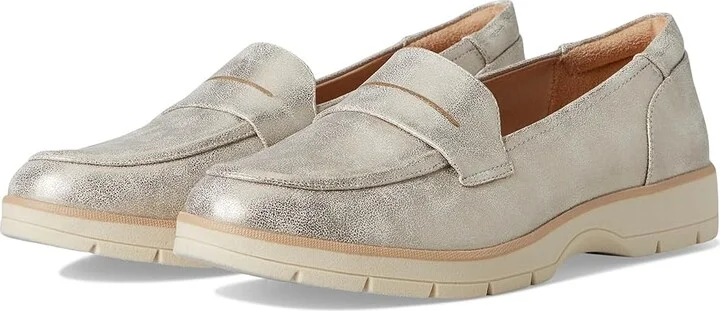 Dr. Scholl's Nice Day Loafer/Moc Women's Flat Shoes Light Gold Faux Leather : 9 W, Synthetic